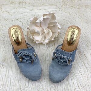 MICHAEL Michael Kors Suede Slip-On Mules With Studs and Wood Heel Women's Size 8